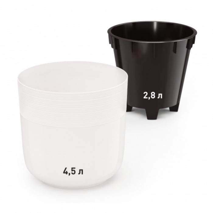 Кашпо для цветов со вставкой «Линель», 4.5 л, d=19 см, h=19 см, пластик, белое
