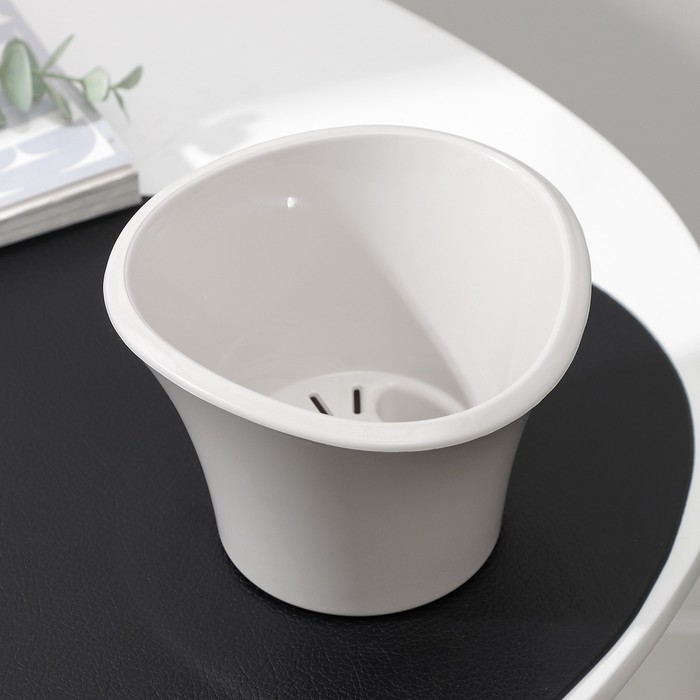 Кашпо для цветов со вставкой «Лагуна», 600 мл, d=13 см, h=9 см, бежевое