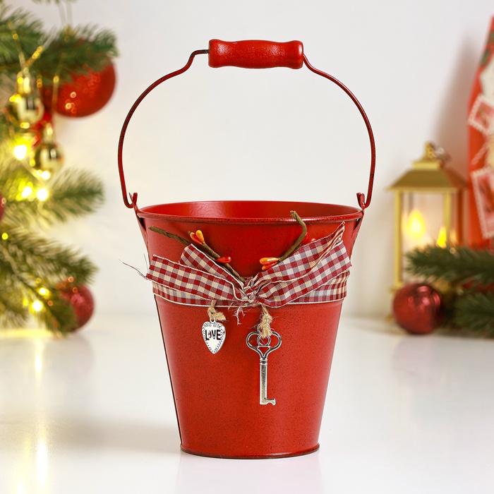 Кашпо «Ведерко Рустад», 12×12×13 см, красное