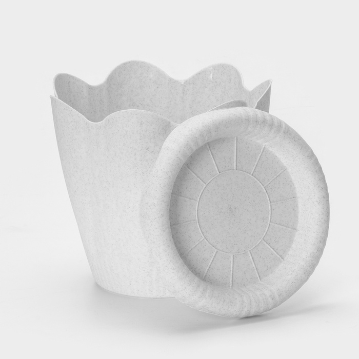 Горшок для цветов с поддоном «Эдельвейс», 5.3 л, d=24 см, h=21.8 см, мраморный