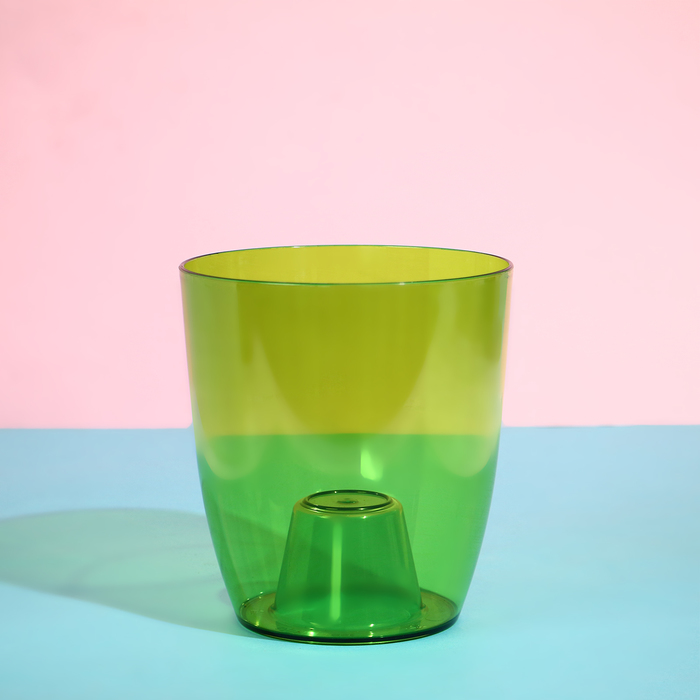 Горшок для орхидей, 2 л, 14.8×16.2 см, круглый, пластиковый, прозрачно-зелёный