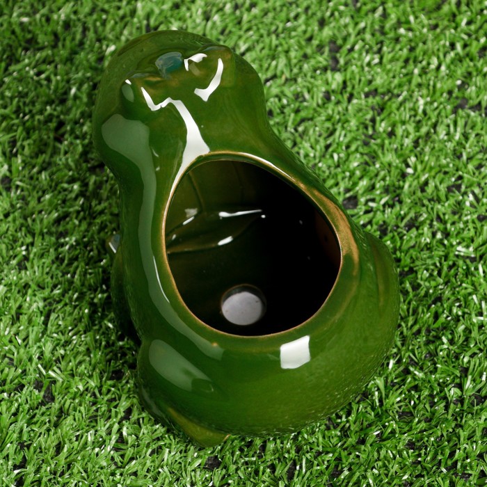 Декоративный горшок «Лягушка», керамический, 250 мл, 12×10×9 см, зелёный