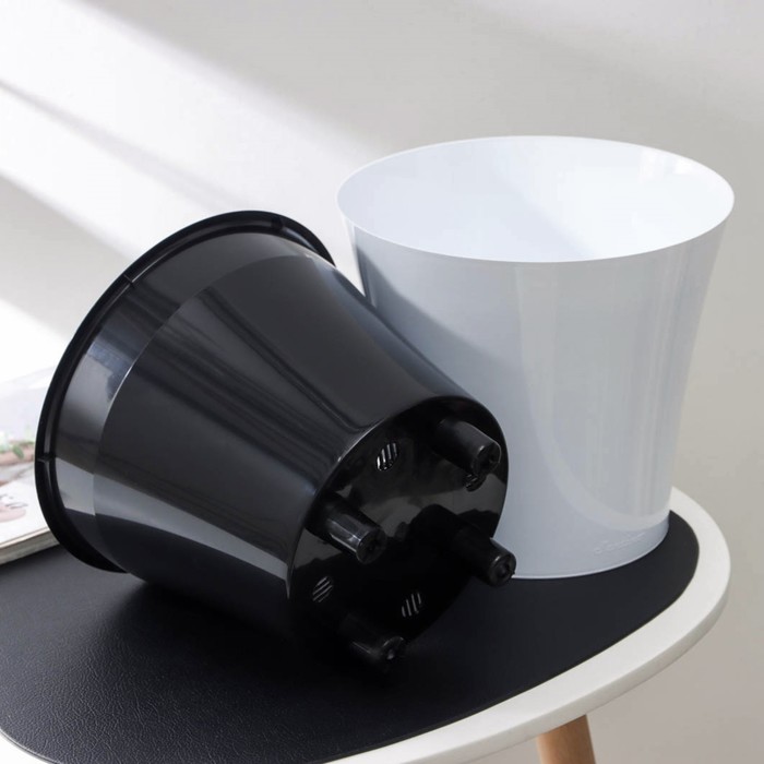 Кашпо для цветов со вставкой Santino «Арте», 5 л, пластик, бело-чёрный