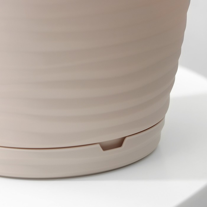 Горшок для цветов с поддоном Saffron, 1.5 л, d=14.6 см, h=13.5 см, пластиковый, бежевый