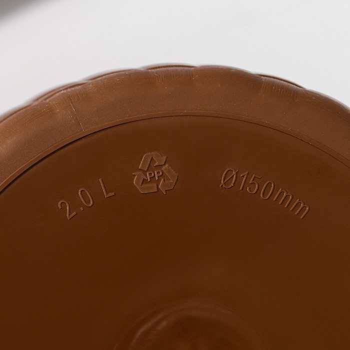 Горшок для цветов с поддоном «Ротанг», 2 л, d=15 см, h=15 см, пластиковый, коричневый