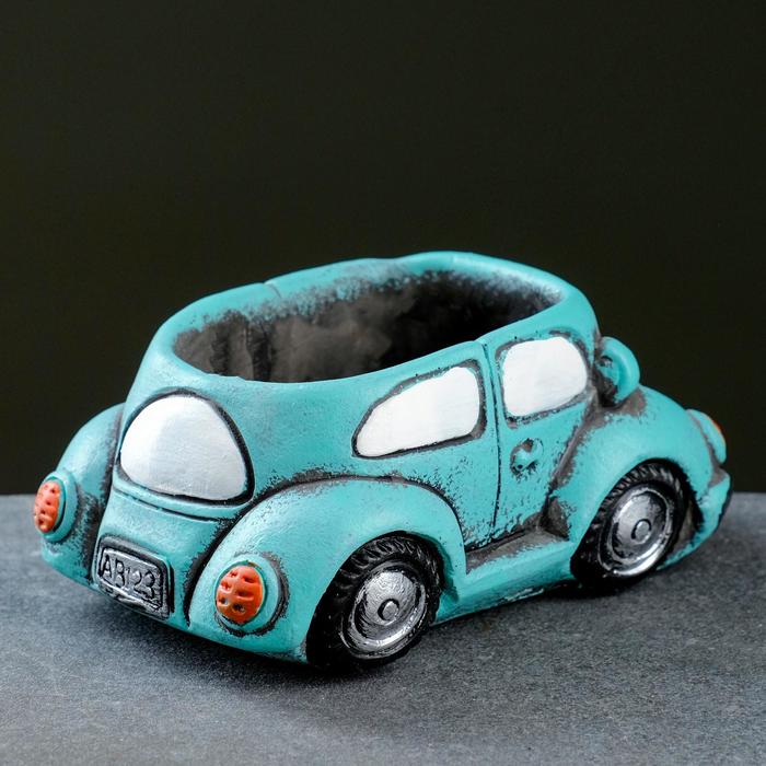 Горшок для цветов «Машинка» керамический, 300 мл, 14.5×9×6 см, зелёный