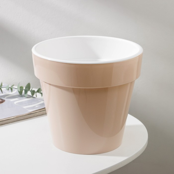 Кашпо для цветов со вставкой «Порто», 3.5 л, цвет жемчужный