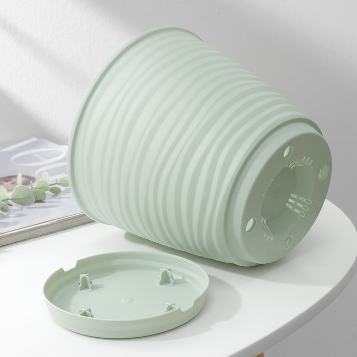 Горшок для цветов с поддоном Saffron, 2.6 л, d=17.6 см, h=16.2 см, цвет светло-зелёный