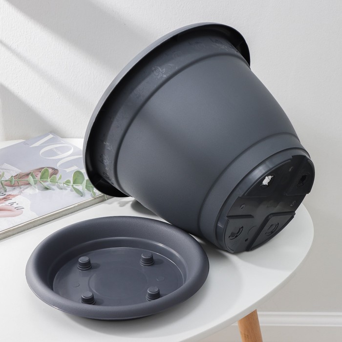 Горшок для цветов с поддоном Aphrodite, 7.8 л, d=29 см, h=22.5 см, серый