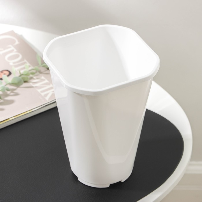 Горшок для цветов «Роза», 2 л, d=14 см, пластик, белый