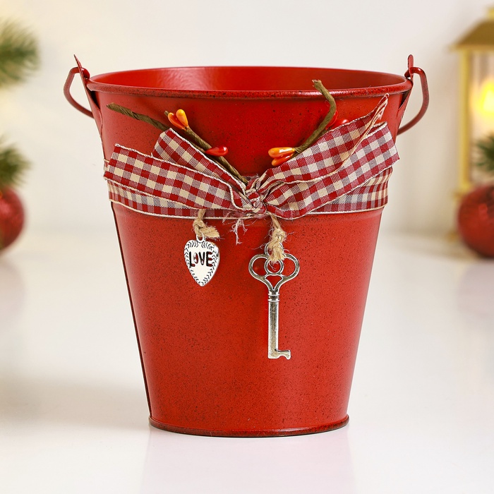 Кашпо «Ведерко Рустад», 12×12×13 см, красное