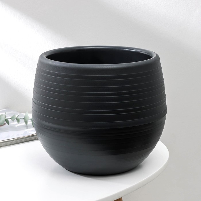 Горшок для цветов «Япония», 3 л, пластиковый, графитовый