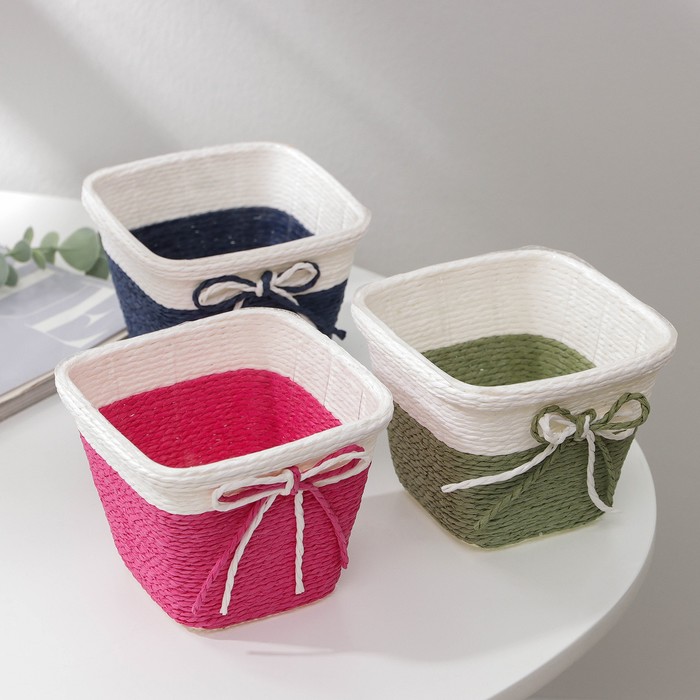 Органайзер для хранения плетёный «Бантик», 10.5×10.5×8 см, МИКС