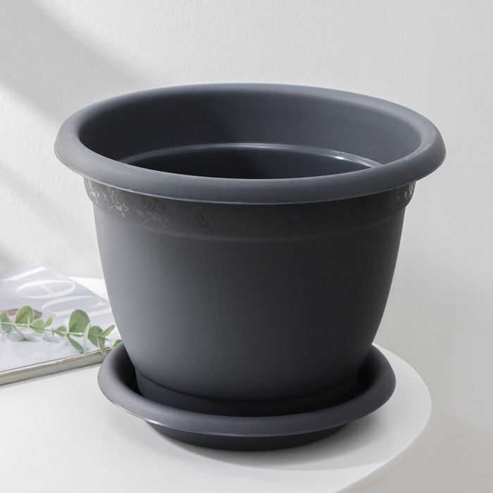 Горшок для цветов с поддоном Aphrodite, 7.8 л, d=29 см, h=22.5 см, серый