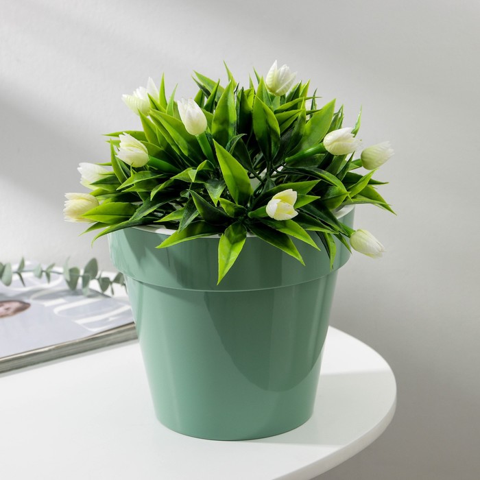 Кашпо для цветов со вставкой «Порто», 2.4 л, цвет нефритовый