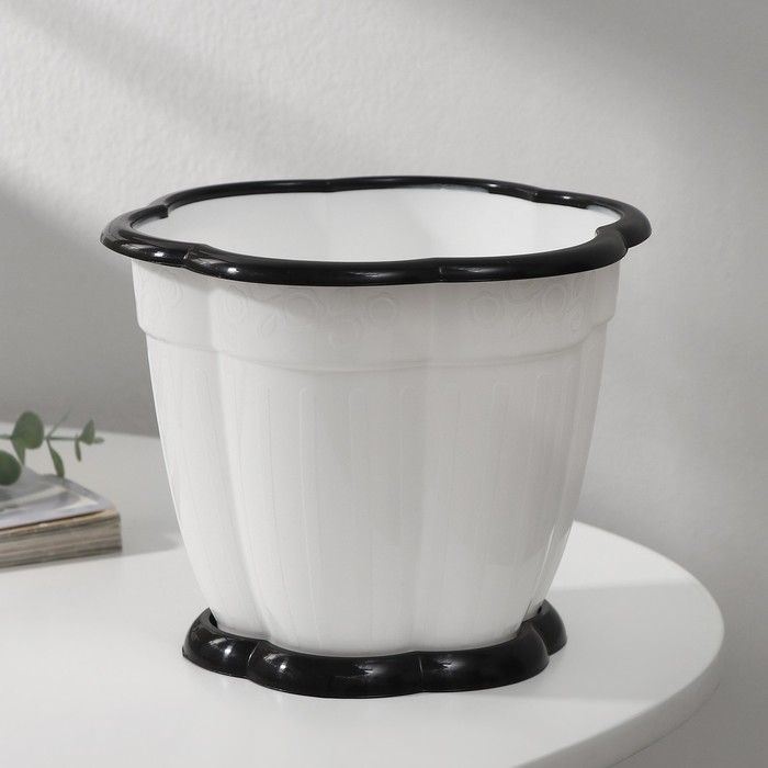 Горшок для цветов с поддоном «Восторг», 1.5 л, пластиковый, белый