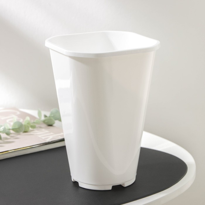 Горшок для цветов «Роза», 2 л, d=14 см, пластик, белый