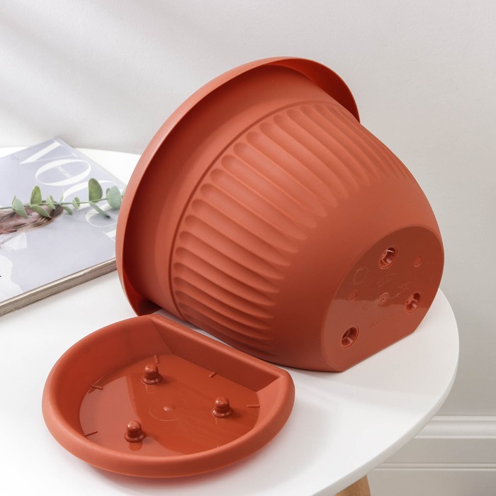 Кашпо для цветов с поддоном настенное «Ливия», 4.6 л, терракотовый