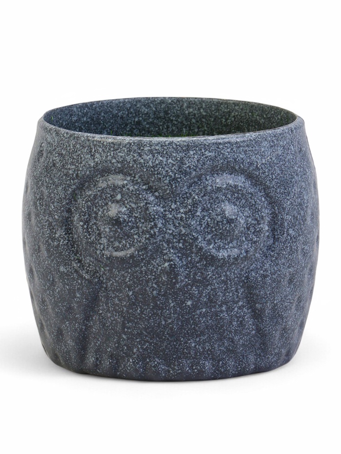 Флористическое кашпо «Совёнок», 6.5×6.5×6 см, пластик, с вкладышем из пенопласта, серое