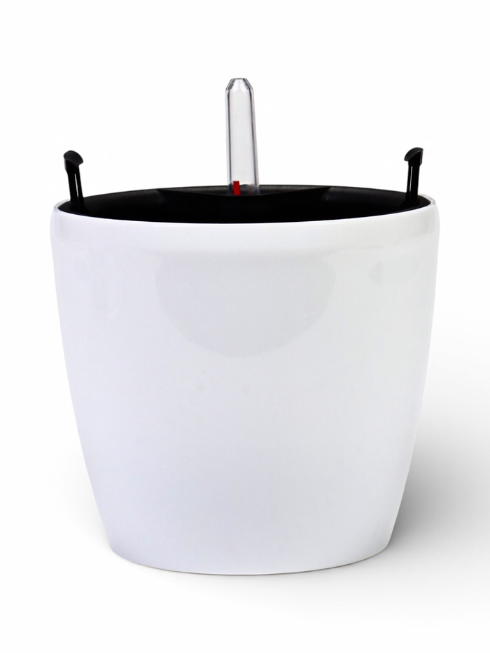 Кашпо для цветов «Анфа», 1.8 л, d=15 см, h=13.5 см, пластиковое, с автополивом, со вставкой, белое