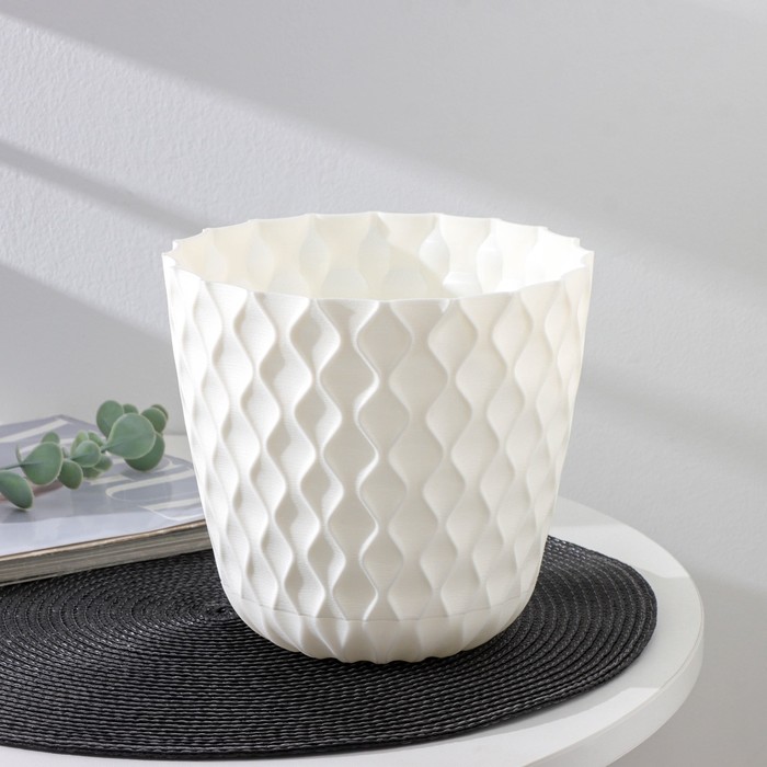 Горшок для цветов с поддоном Wave, 2.5 л, d=17.5 см, пластиковый, белоснежный