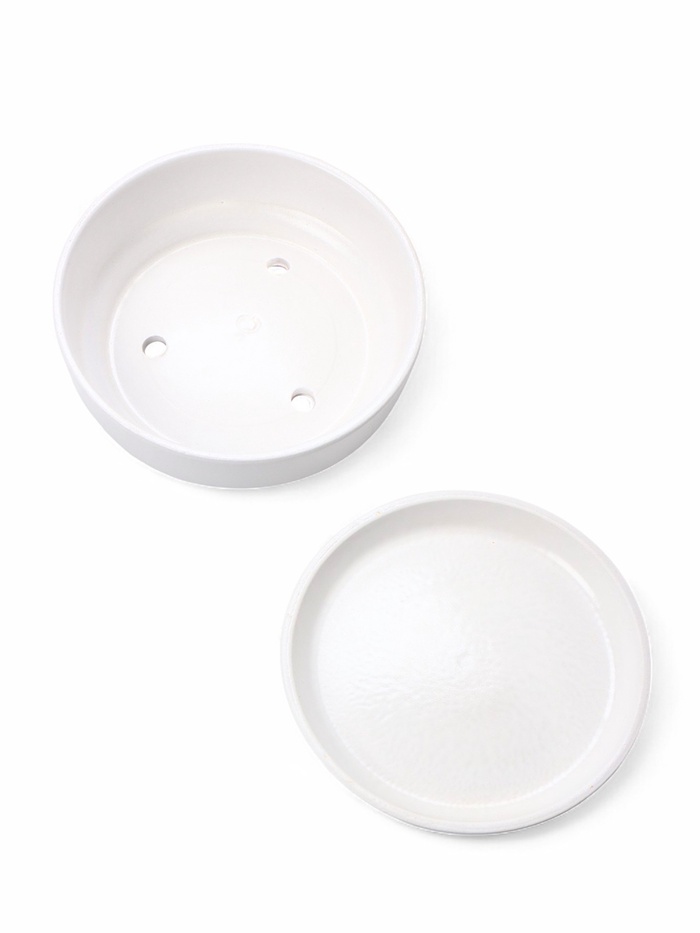 Горшок - бонсайница «Огма», для кактусов и суккулентов, 700 мл, d=15 см, h=5.5 см, керамика, с поддоном, белый