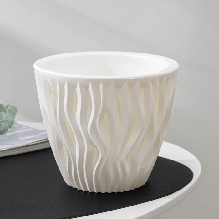 Кашпо для цветов со вставкой «Вдохновение», 3 л, белое