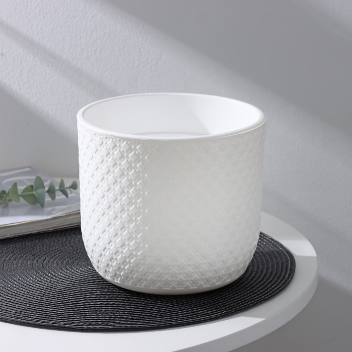 Кашпо для цветов со вставкой «Клевер», 3.2 л, d=17.5 см, h=16 см, белое