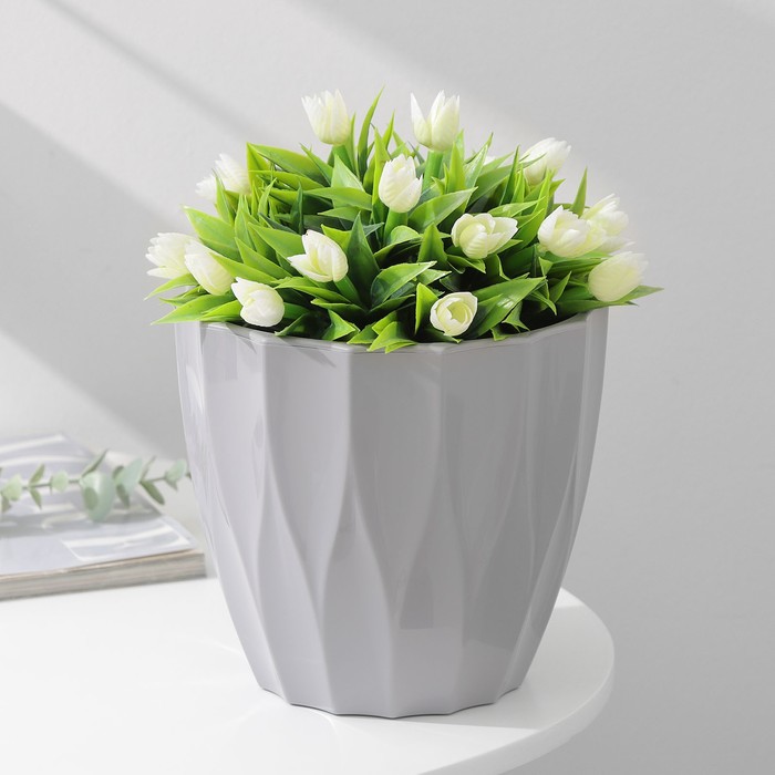 Кашпо для цветов со вставкой «Флюте», 3 л, серое