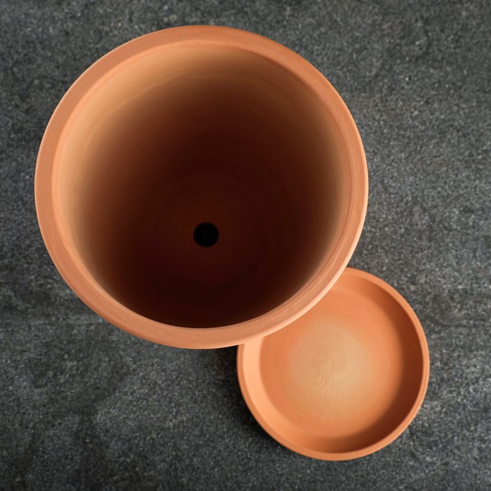 Горшок для цветов «Терра», 3.4 л, d=18.5 см, h=19 см, керамика, с поддоном, цвет терракот