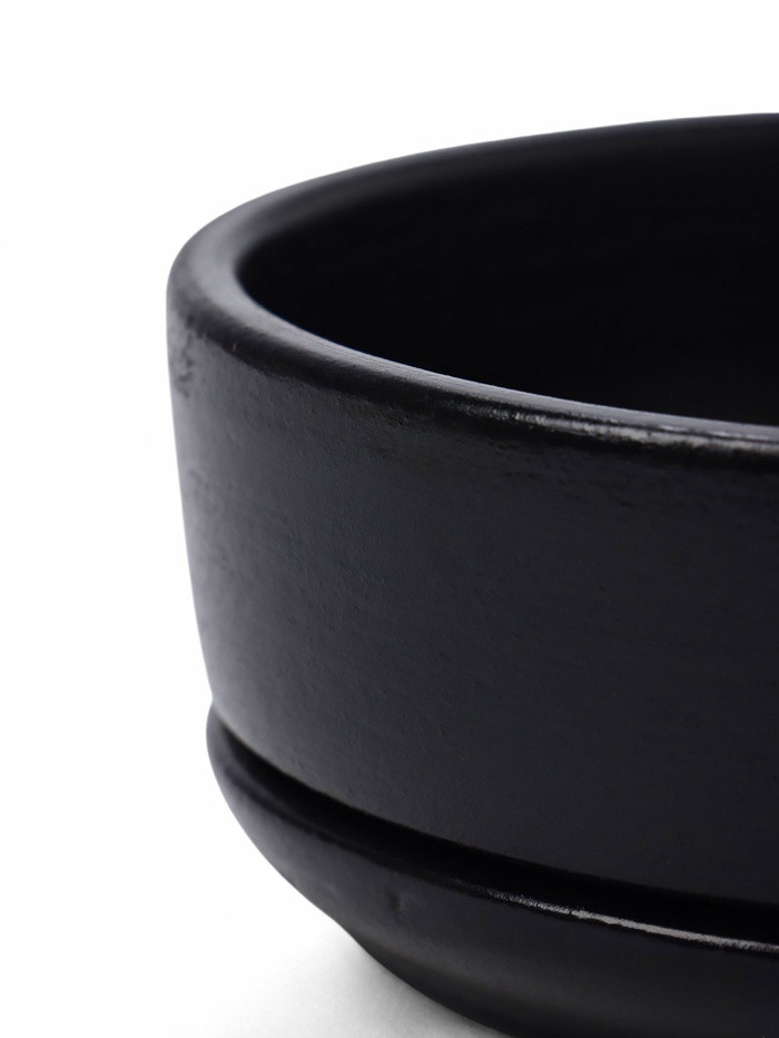 Горшок - бонсайница «Огма» для кактусов и суккулентов, 700 мл, d=15 см, h=5.5 см, керамика, с поддоном, чёрный