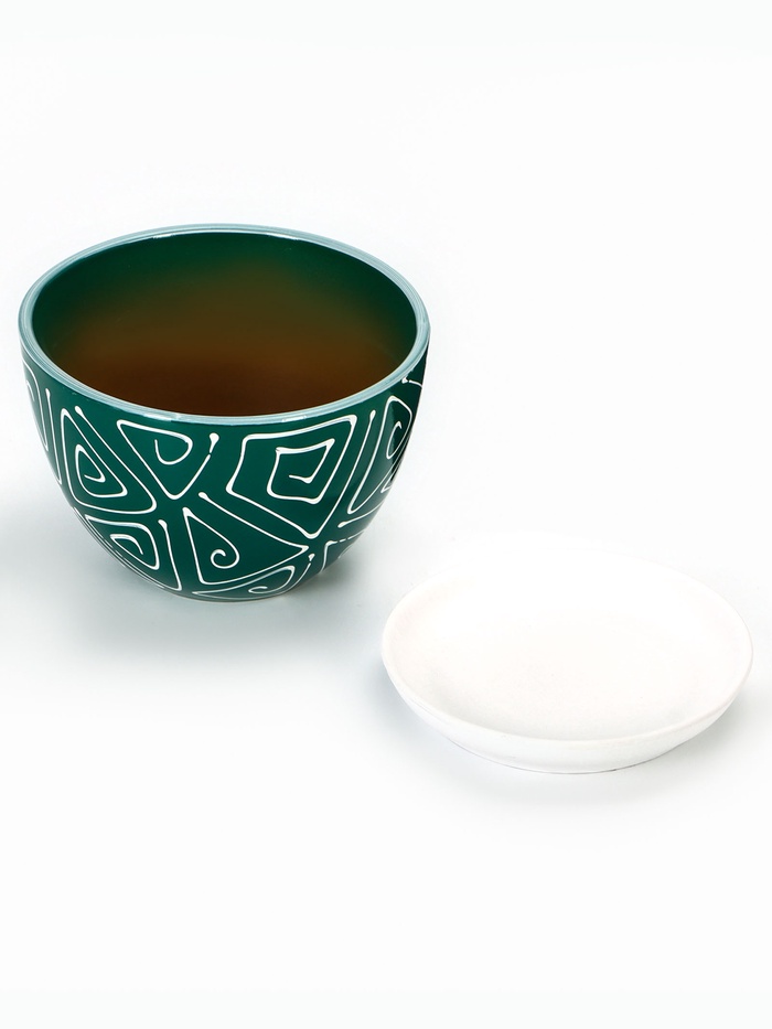 Горшок для цветов «Абстракция», 1.65 л, d=17 см, h=13 см, керамика, с поддоном, зелёный