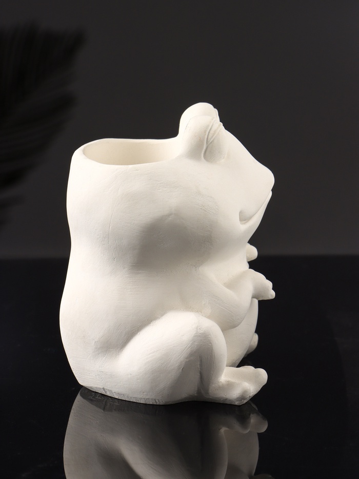 Декоративное кашпо для цветов «Лягушка с лягушонком», 10×10 см, гипс, белое