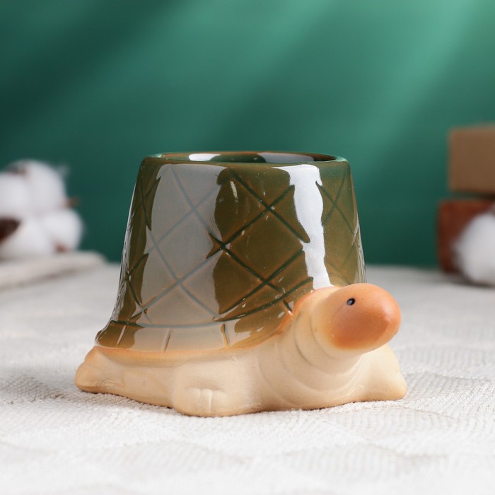 Декоративный горшок для цветов «Черепашка», 250 мл, 12×8×7 см, керамический