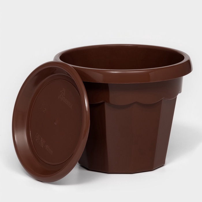 Горшок для цветов с поддоном «Доляна. Эрика», 700 мл, пластиковый, коричневый