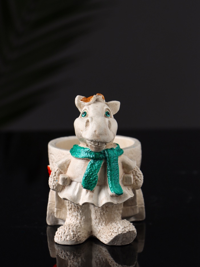 Фигурное кашпо для цветов «Лошадь с тележкой», гипс, 10×10×6 см, бежевый