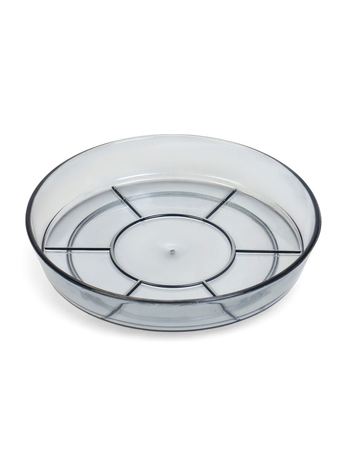 Поддон для цветочных горшков, d=12 см, пластиковый, тёмный, прозрачный