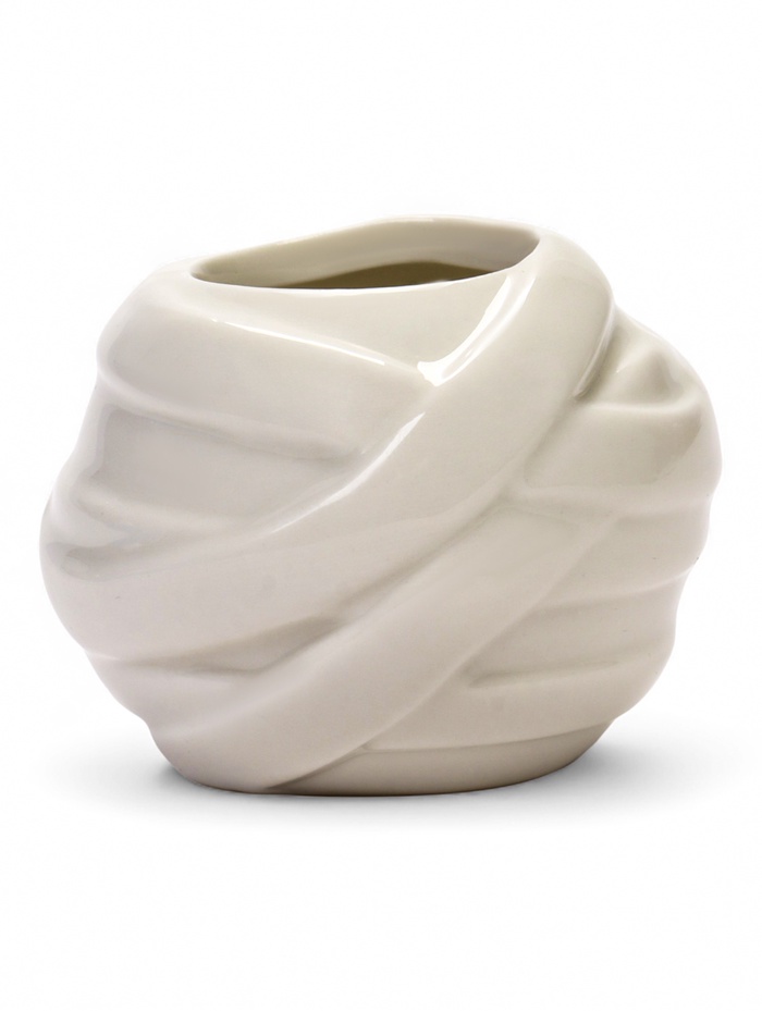 Декоративное кашпо для цветов «Мумия», 50 мл, 10×10×10 см, керамическое, белое, Greengo