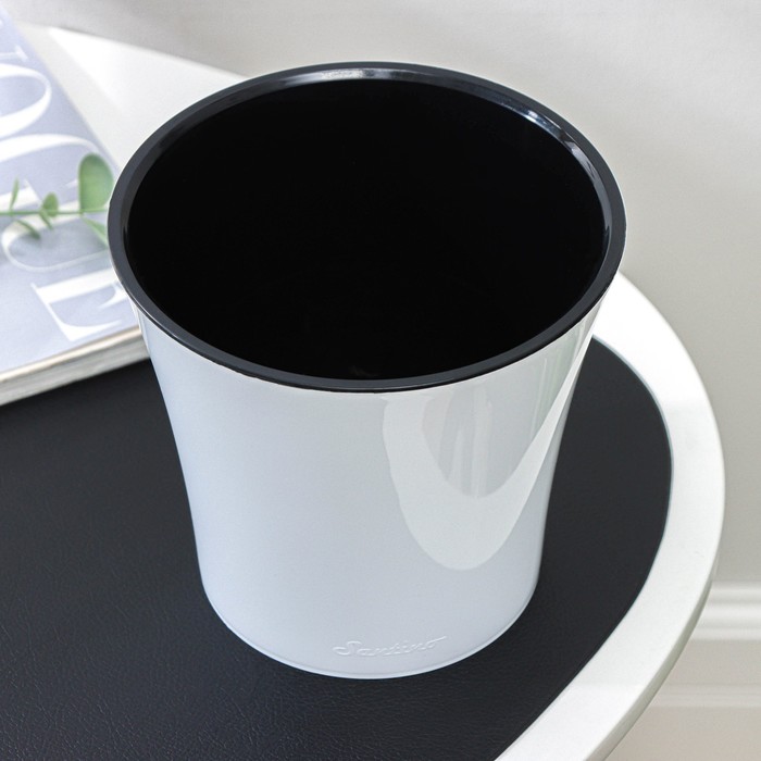 Кашпо для цветов со вставкой Santino «Арте», 2 л, пластик, бело-чёрное