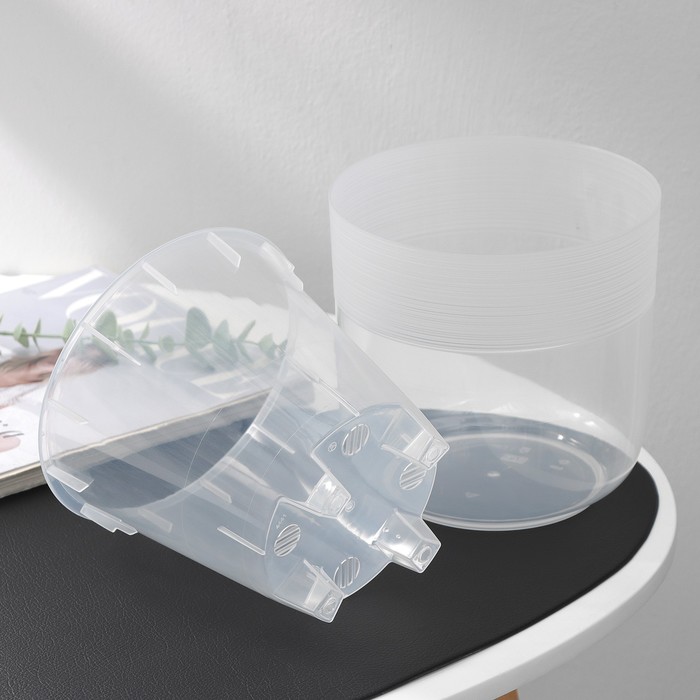 Кашпо для цветов со вставкой «Линель», 2.7 л, d=16 см, h=16 см, прозрачное