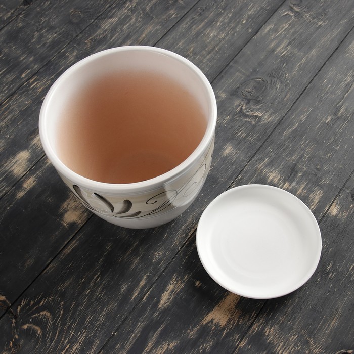 Горшок для цветов «Лотос», 2.5 л, d=19 см, h=18 см, керамика, с поддоном, белый