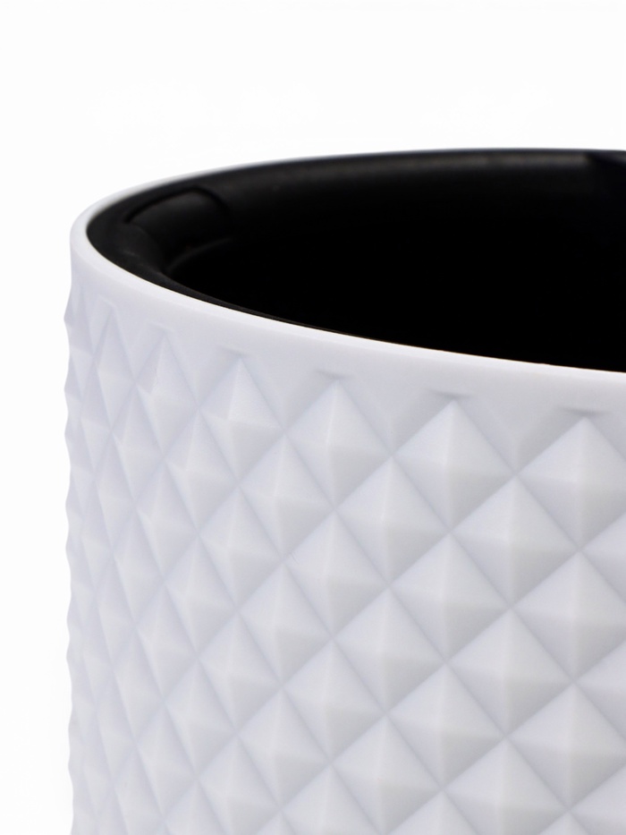 Кашпо для цветов «Фасет», 2 л, d=15 см, h=14 см, пластиковое, с автополивом, со вставкой, белое