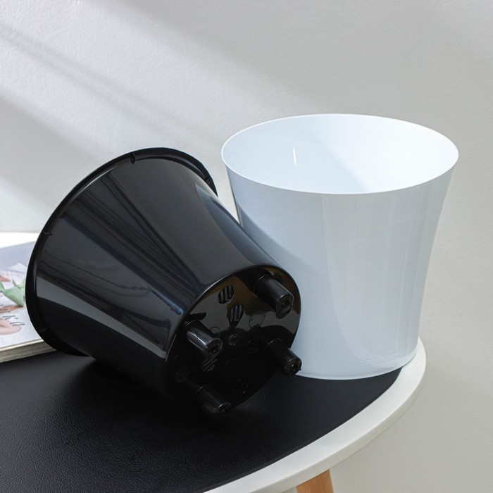 Кашпо для цветов со вставкой Santino «Арте», 3.5 л, пластик, бело-чёрный