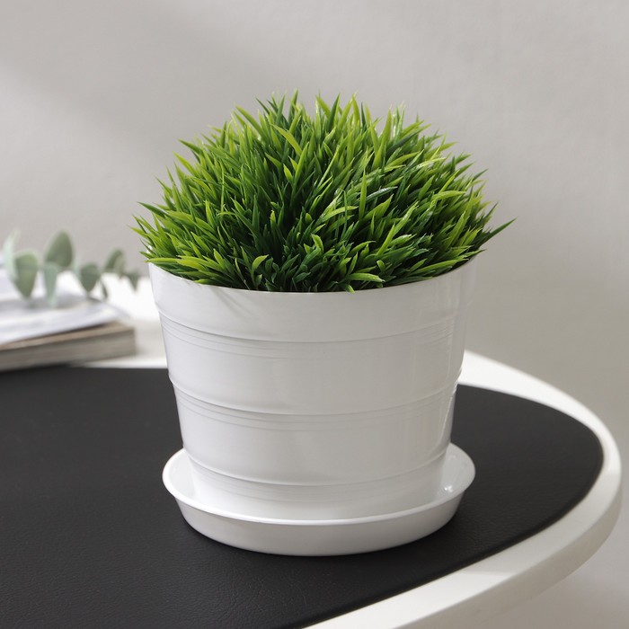 Горшок для цветов с поддоном «ПластоС. Классик», 600 мл, пластиковый, белый