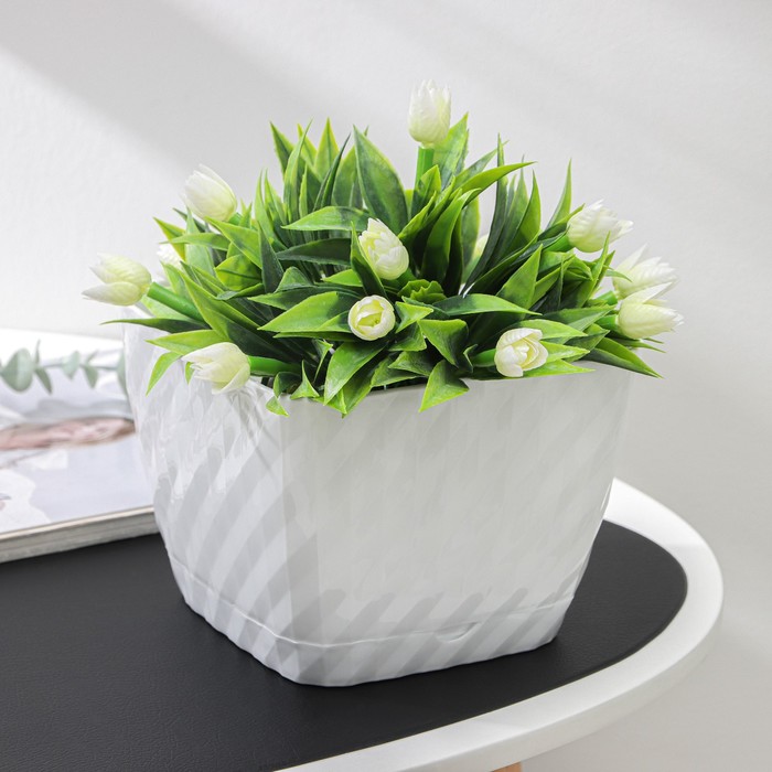 Горшок для цветов с поддоном СибПолимер «Классика», 2 л, пластик, белый