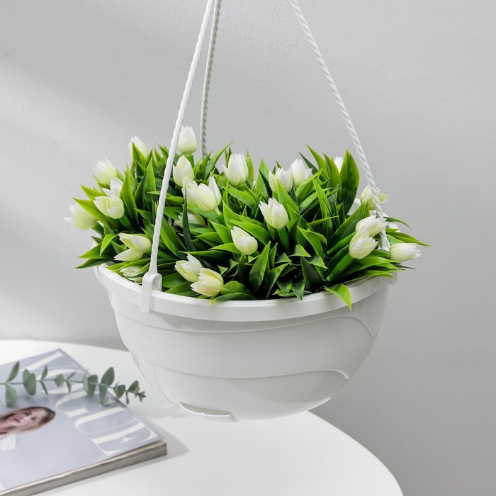 Кашпо для цветов подвесное с прикорневым поливом «Мальва», 4.7 л, белое