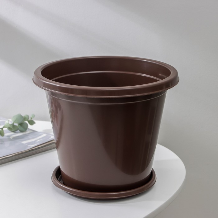 Горшок для цветов с поддоном «Альтернатива. Эконом», 3 л, пластиковый, коричневый