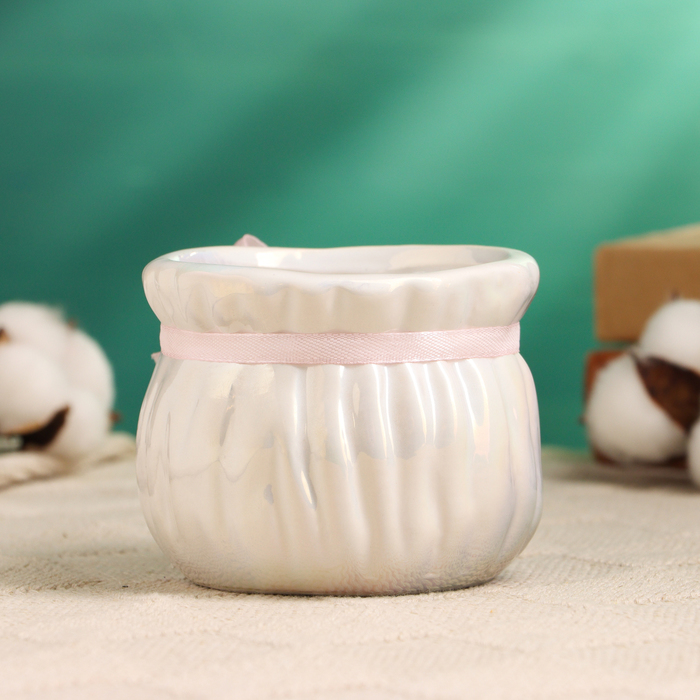 Декоративное кашпо для цветов «Мешочек Мартин», 9×9×7 см, керамическое, Greengo