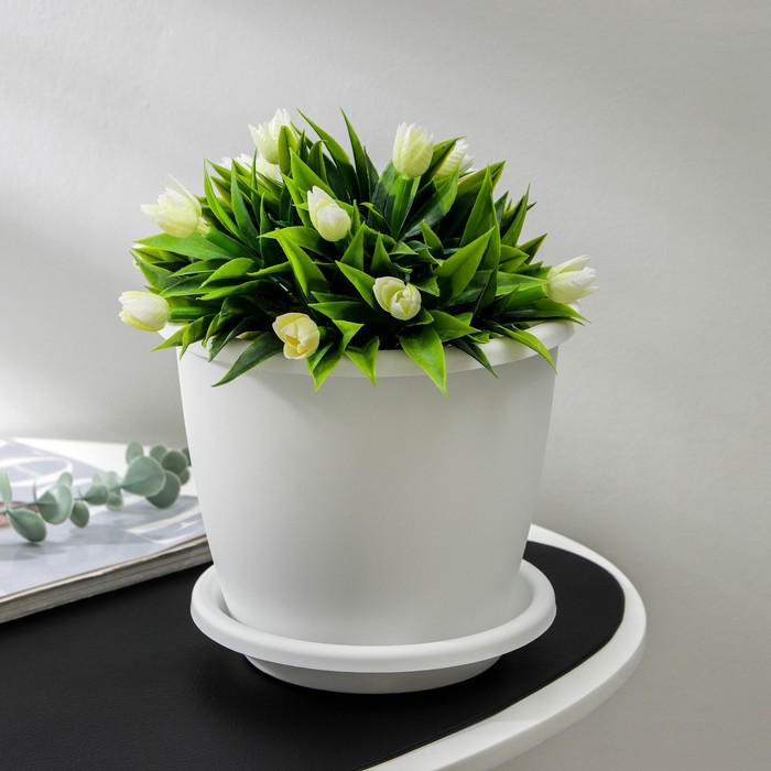 Горшок для цветов с поддоном «Альтернатива. Афина», 3 л, пластиковый, белый