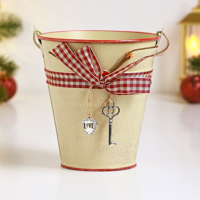 Кашпо «Ведерко Рустад», 12×12×13 см, бежевое